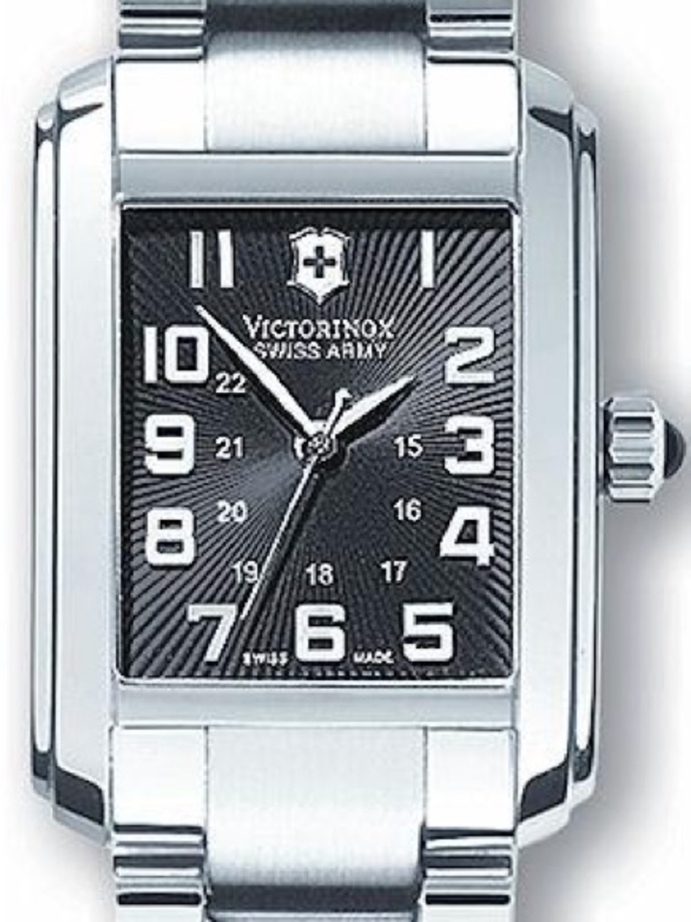 Swiss Army Victorinox Silver Stainless Steel Watch w/Blk Dial-7.5 inches around